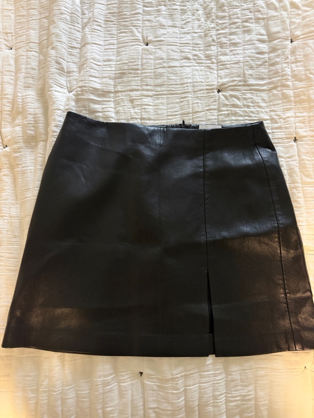 Black Vegan Leather Mini Skirt - Women's Stylish A-Line
